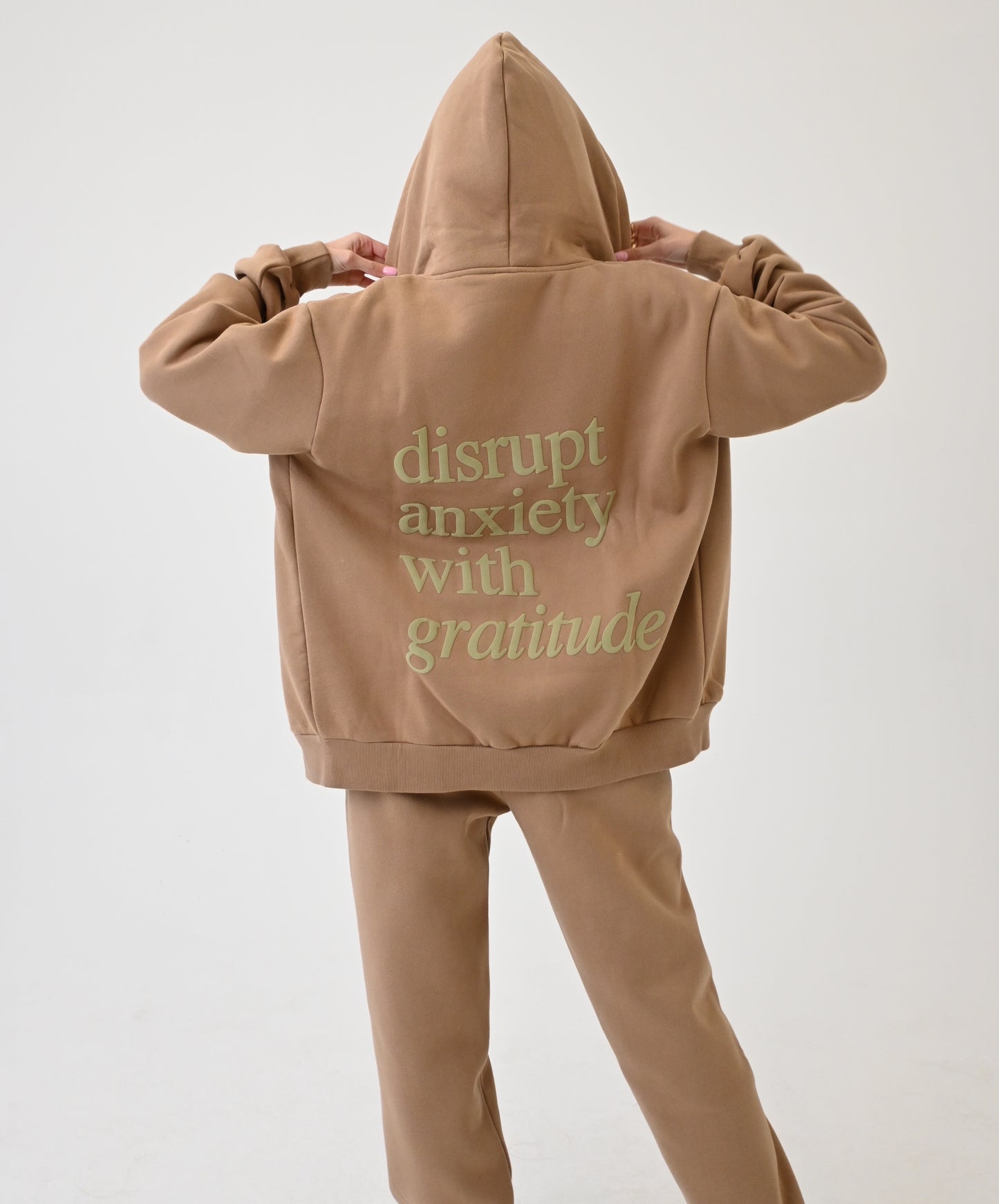 Disrupt Anxiety with Gratitude Sweatpants - Biscuit