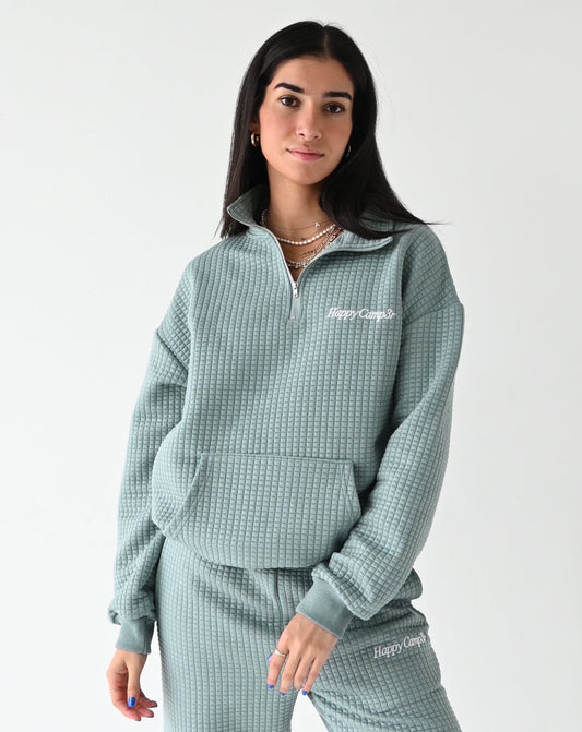 Quilted Quarter Zip - Teal