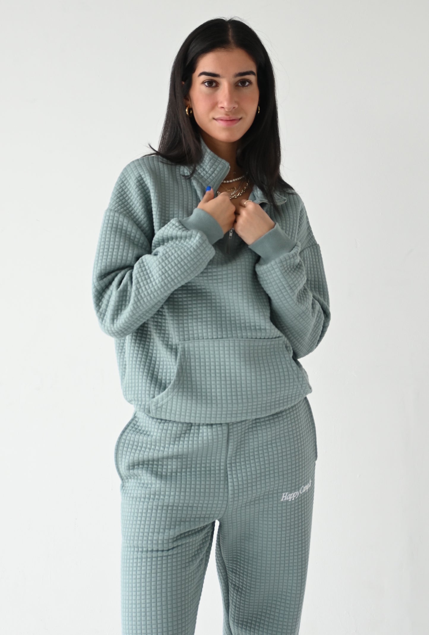 Quilted Quarter Zip - Teal