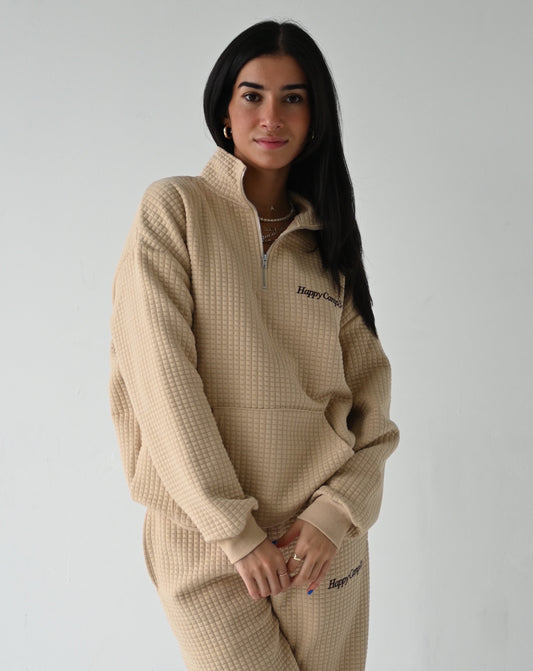 Quilted Quarter Zip - Sand