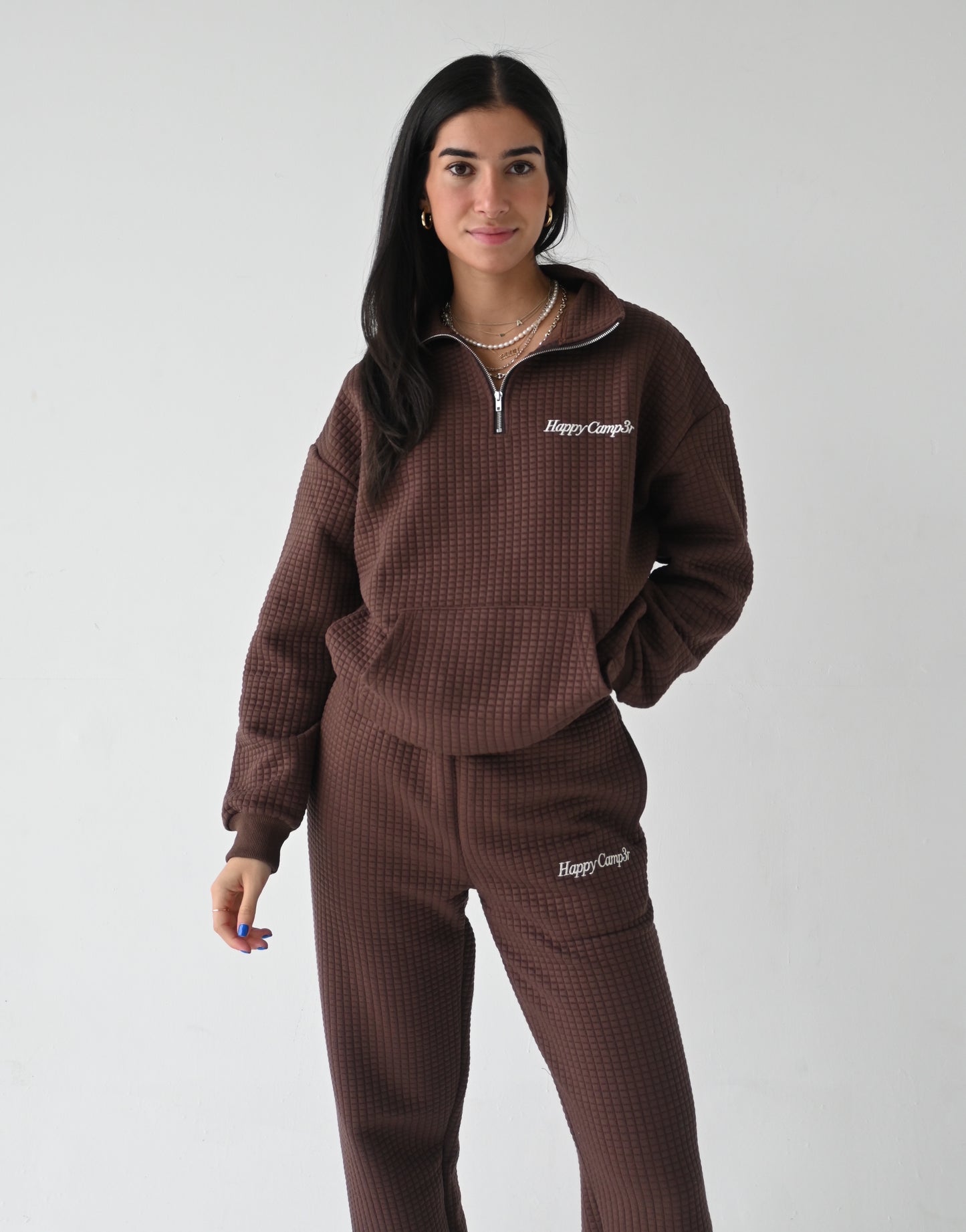Quilted Joggers - Chocolate