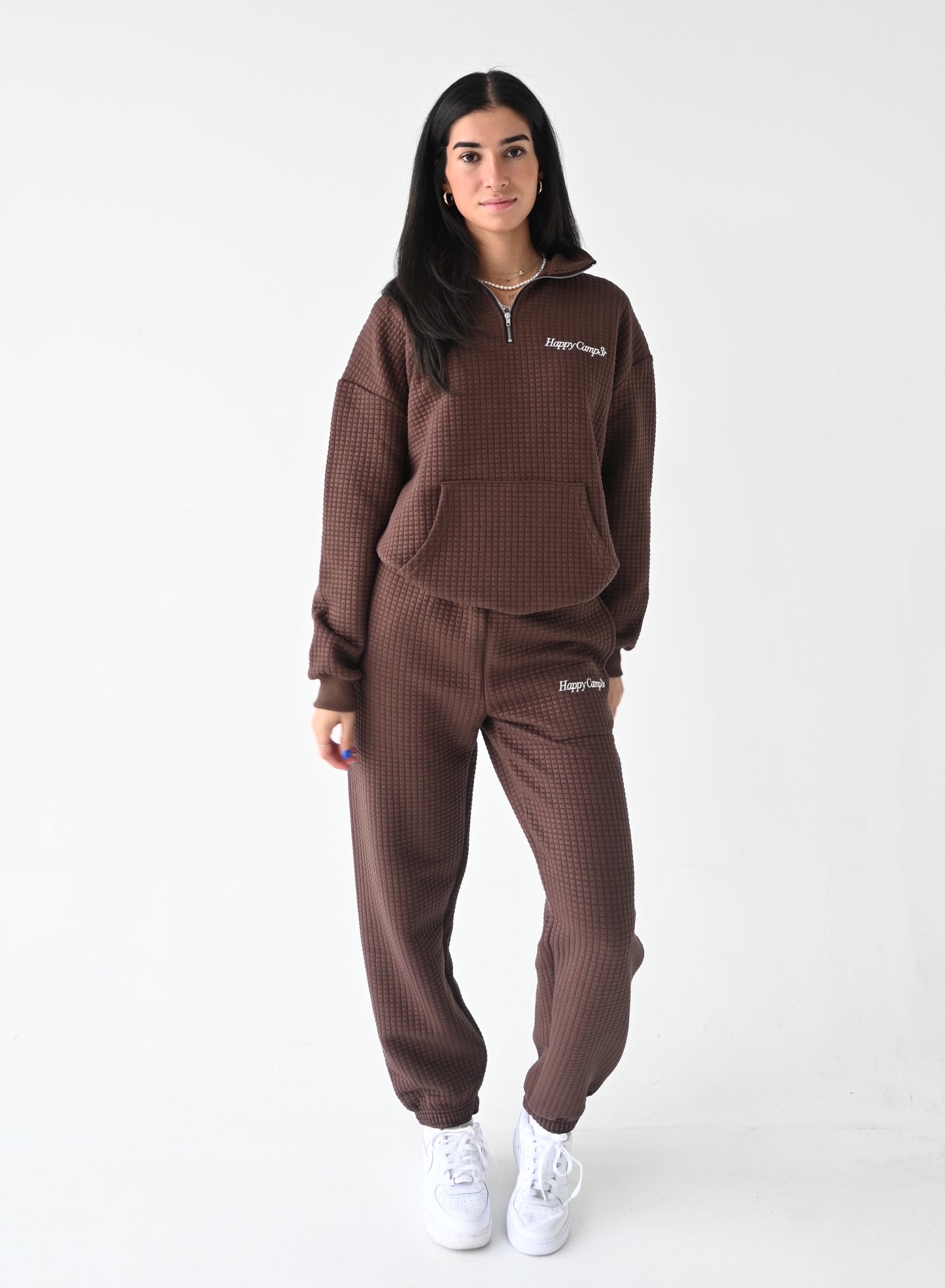 Quilted Quarter Zip - Chocolate