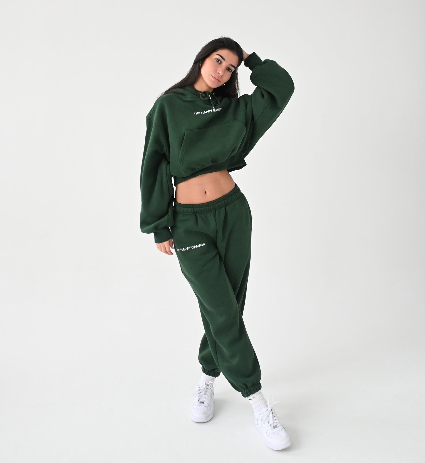 Cloud Cropped Hoodie - Forest Green