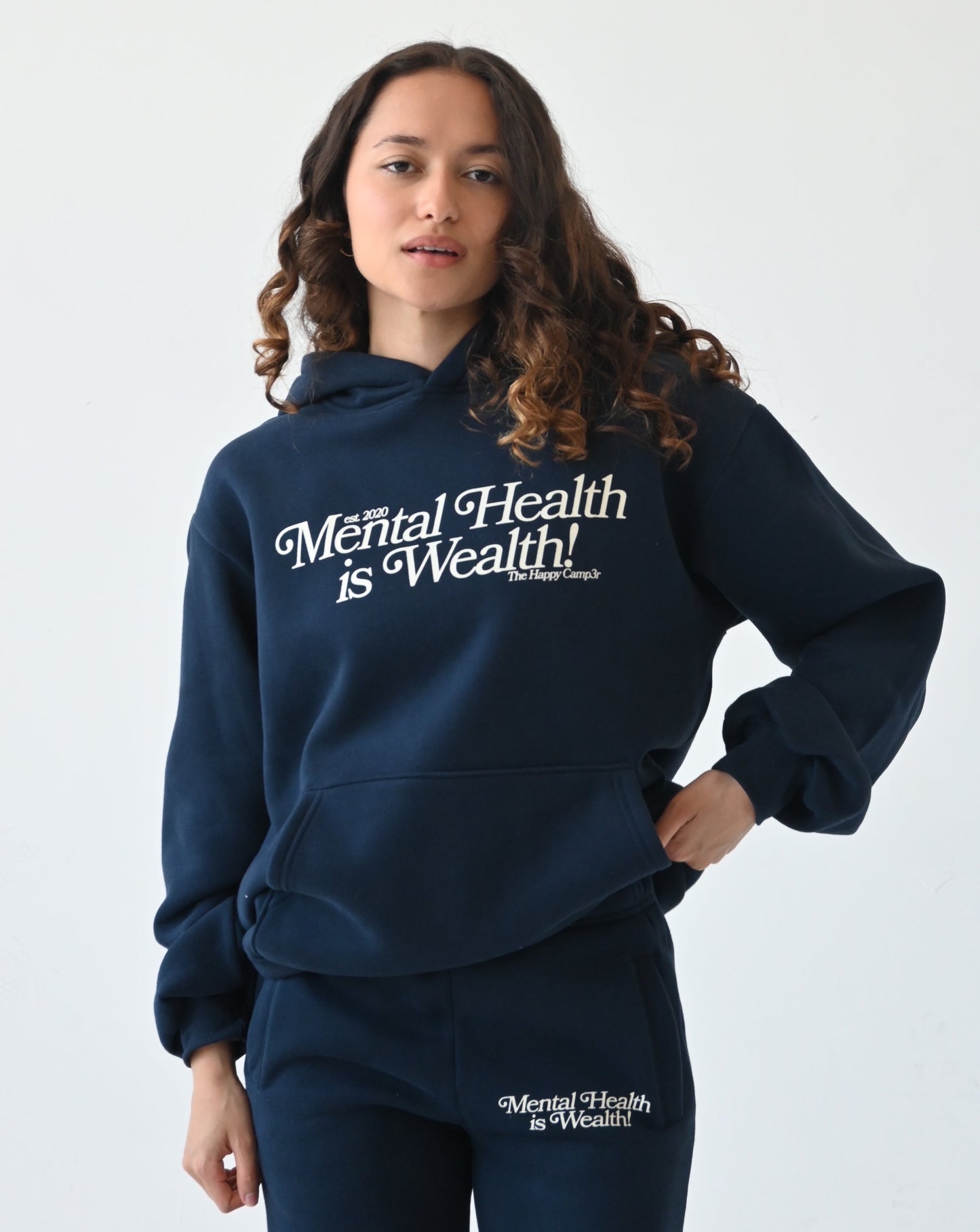 Mental Health is Wealth Hoodie - Navy Blue