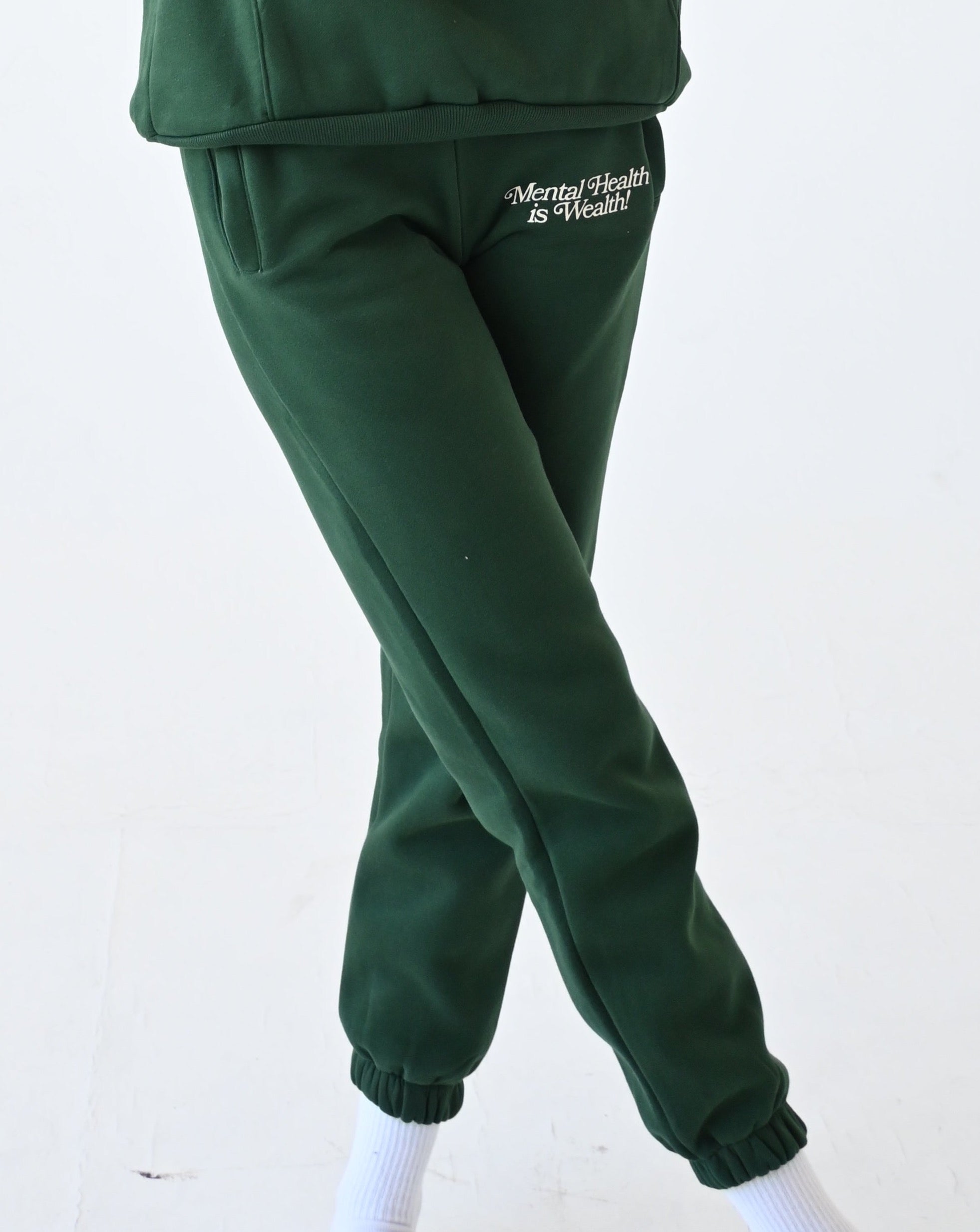 Mental Health is Wealth Sweatpants - Forest Green – The Happy