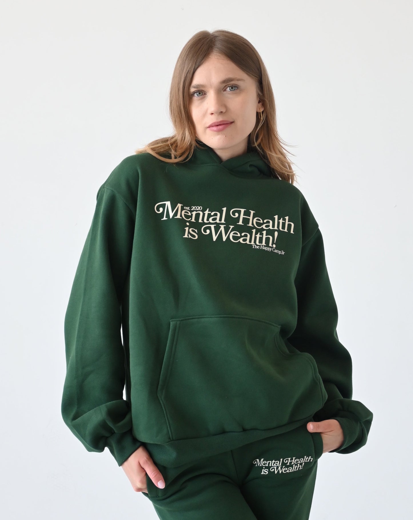 Mental Health is Wealth Hoodie - Forest Green